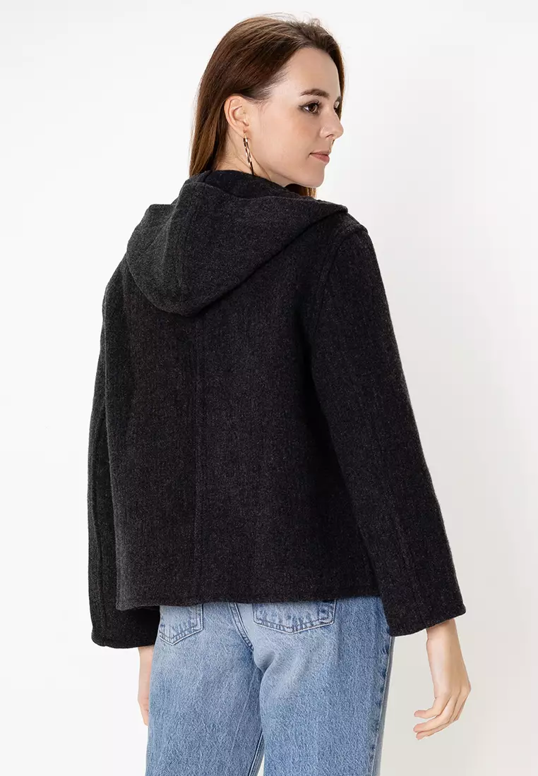 Wool-Blend Hooded Jacket