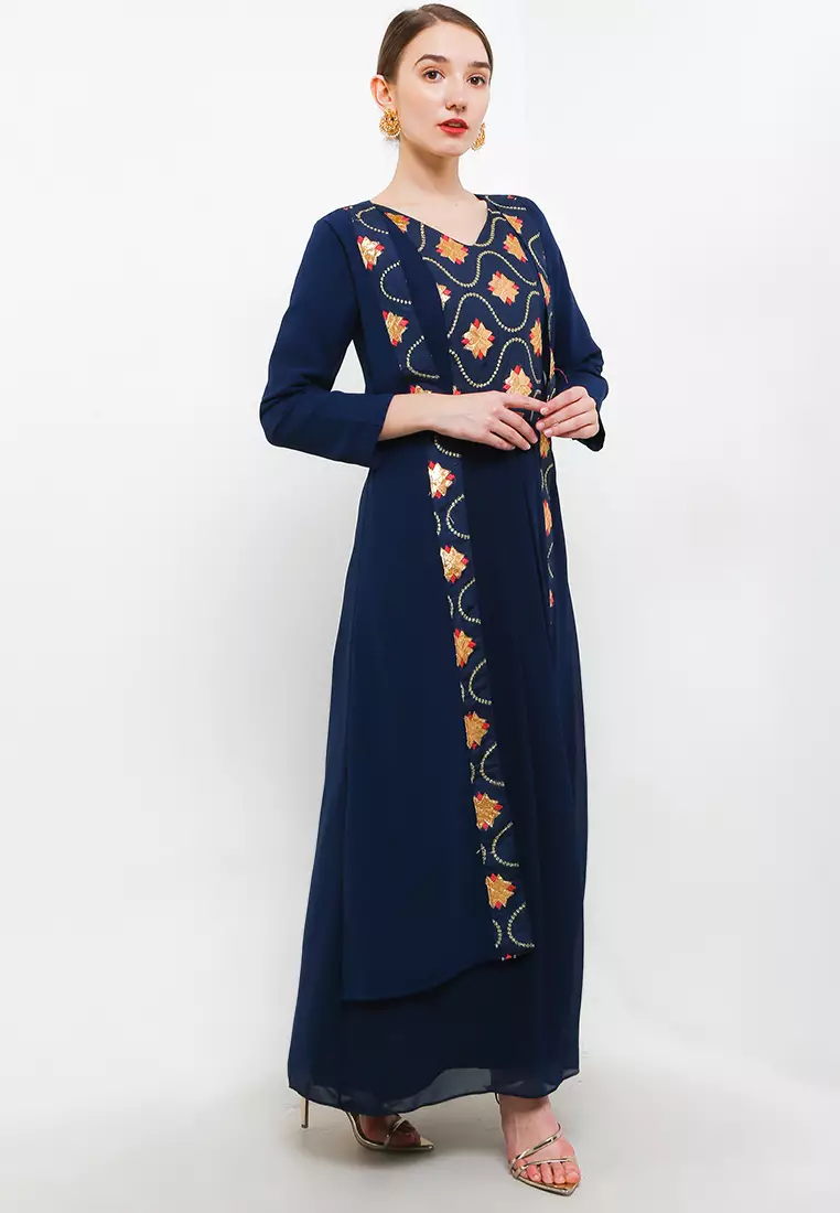Chanira Festive Raheda Gamis-Dark Blue