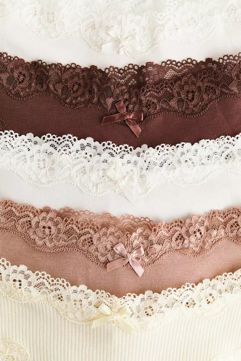 5-pack cotton and lace Brazilian briefs
