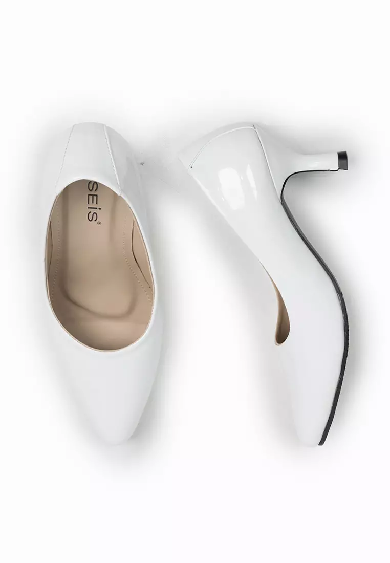 SEIS Flora Pantofel Wanita | Sepatu Heels Wanita Hak 5 cm - WHITE