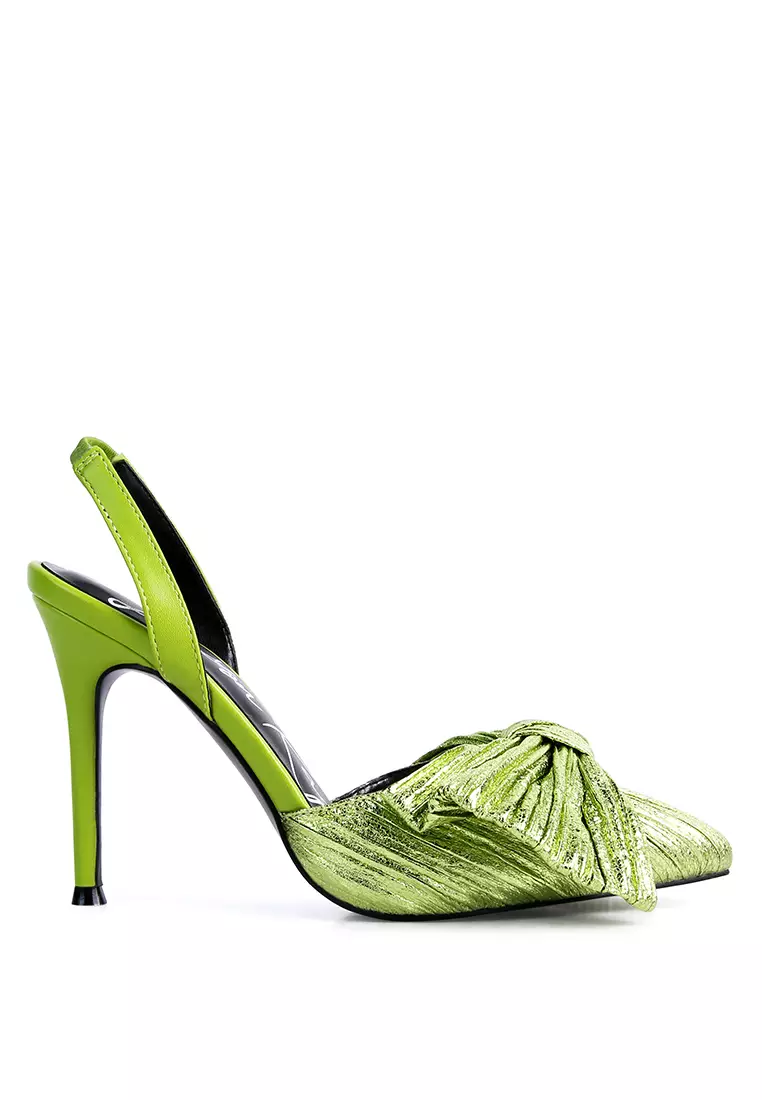 Discount on London Rag  shoes - SKU: Green High Heeled Bow Slingback Sandals