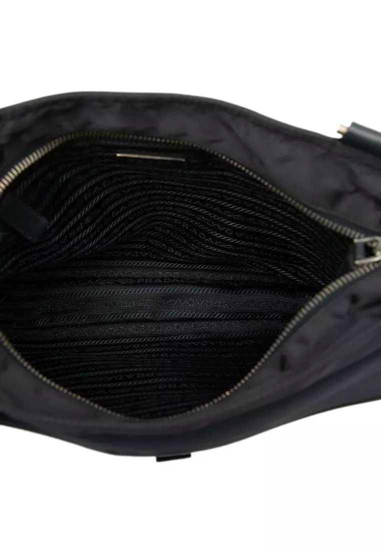 Pre-Loved Prada Saffiano Trimmed Tessuto Zip Top Crossbody