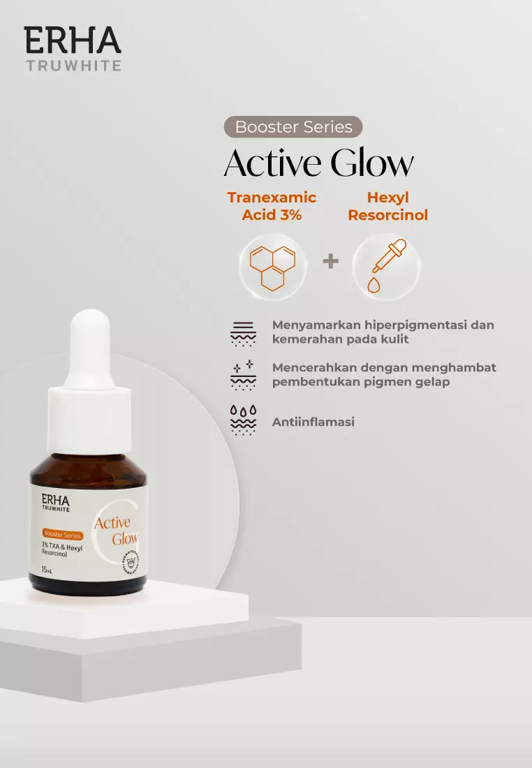 ERHA Truwhite 3% Txa & Hexyl Resorcinol Active Glow Booster 15Ml - Booster Pencerah