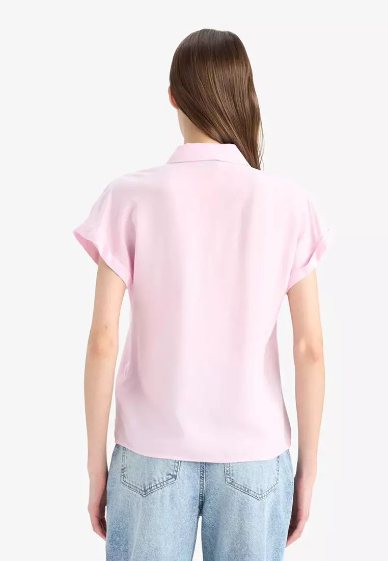 Regular Fit Basic Plain Viscose Short Sleeves Shirt