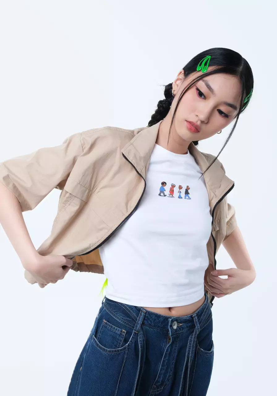 Kemeja Crop Wanita Ruka Khaki