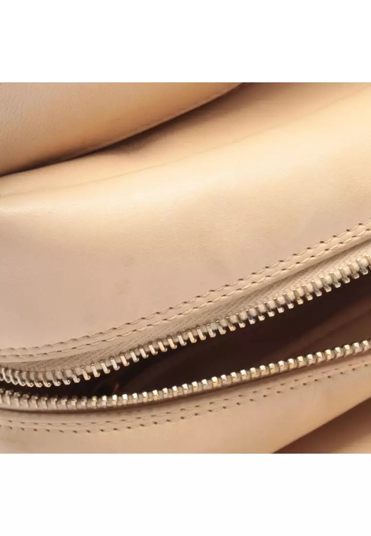 Pre-Loved Chanel matelasse chain shoulder bag lambskin beige gold hardware