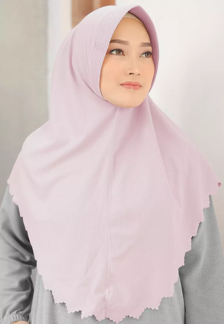 Zelena - Naya Knit Bergo | Hijab Instan Pad Lasercut - Dusty Pink