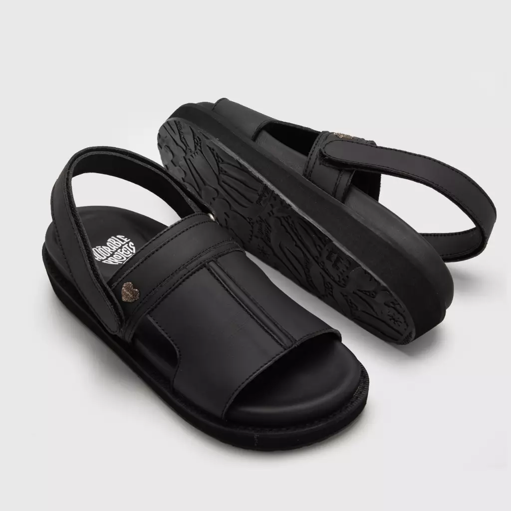 Adorable Projects - Mazza Sandals Genuine Leather Black - Sandal Wanita