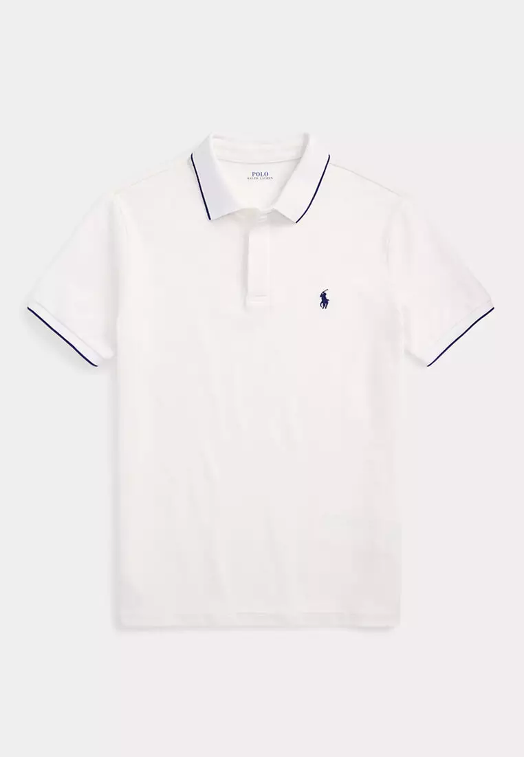 Custom Slim Fit Stretch Oxford Mesh Short Sleeve Polo Shirt