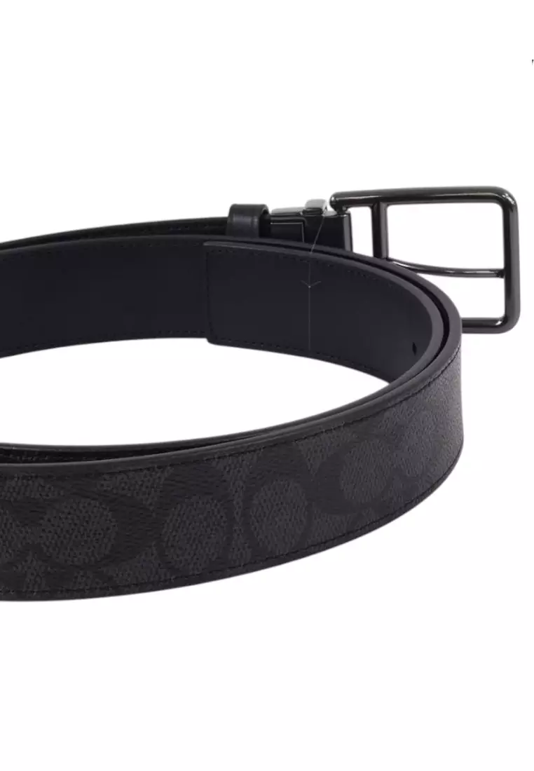 Double Bar Buckle Cut To Size Reversible Belt 38MM - Black