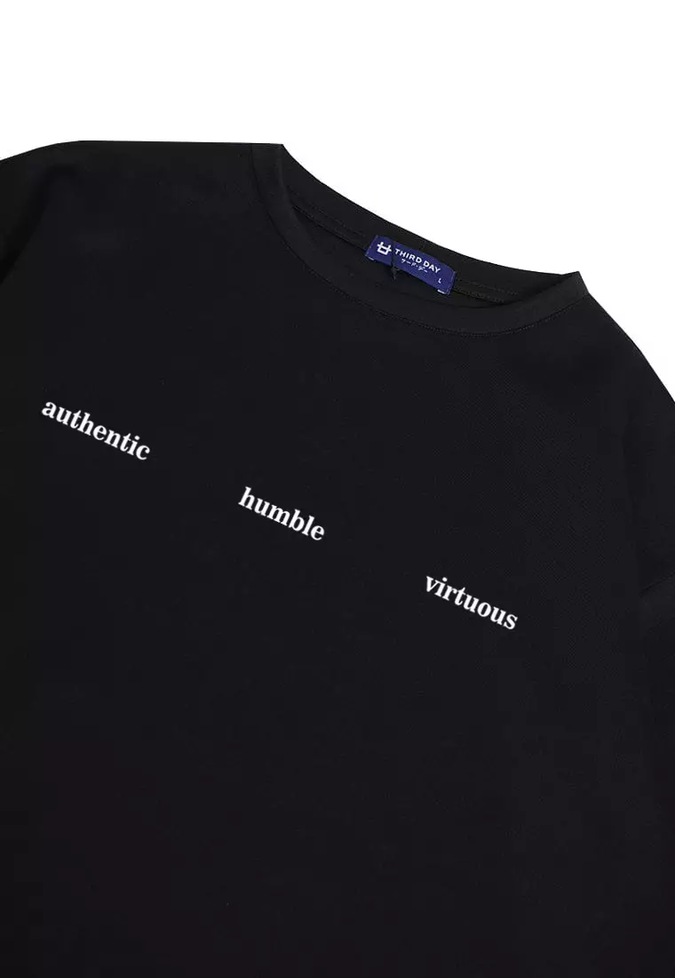 MTQ52 kaos oversize bahan tebal hitam scuba pria distro virtuous authentic hitam