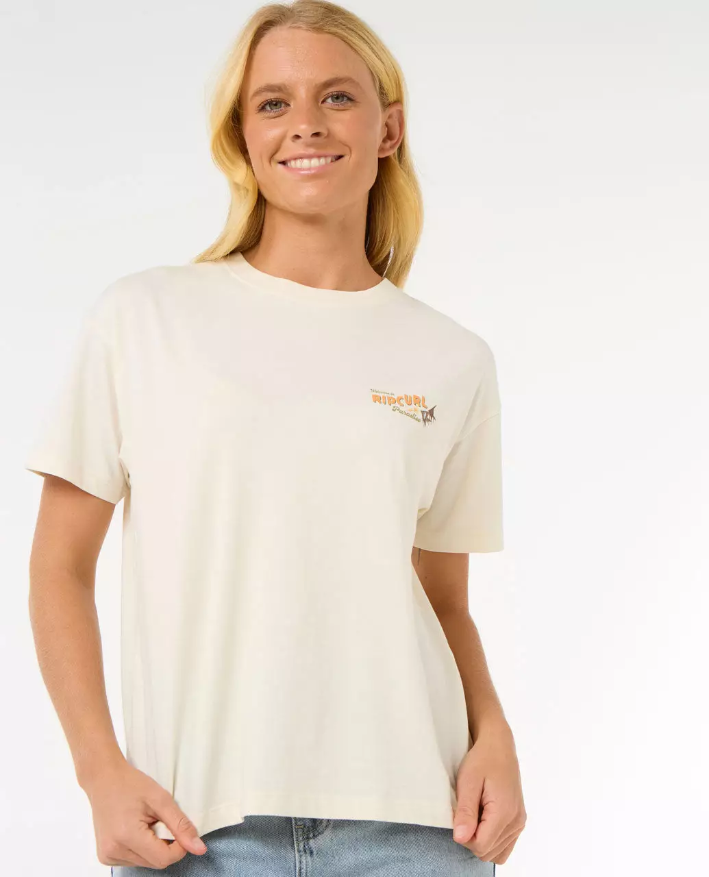 Rip Curl Women Cala Vadella Relaxed Tee - Bone