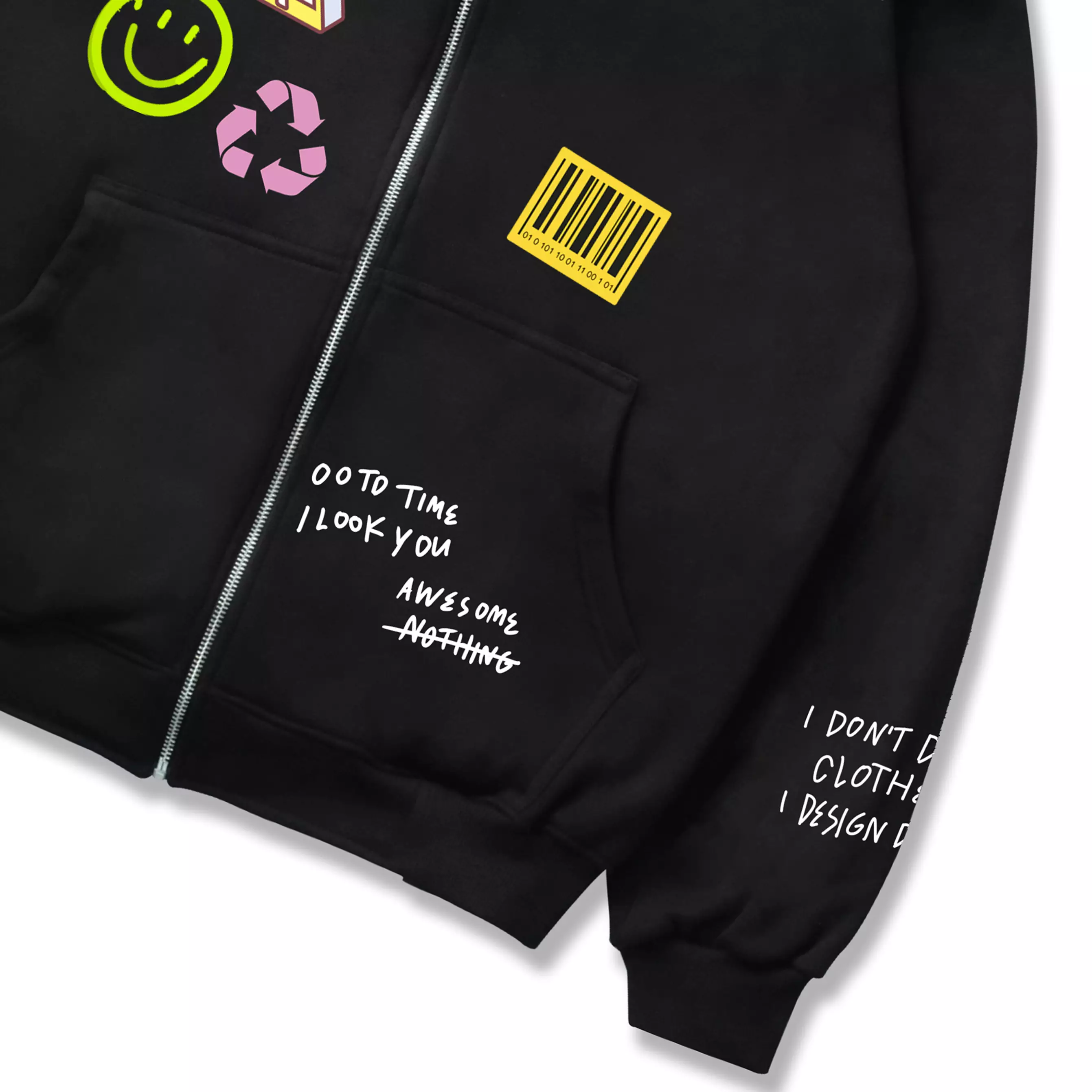 OOTDSUPPLY - Zipper Hoodie Aimless Black | Hoodie Pria & Wanita