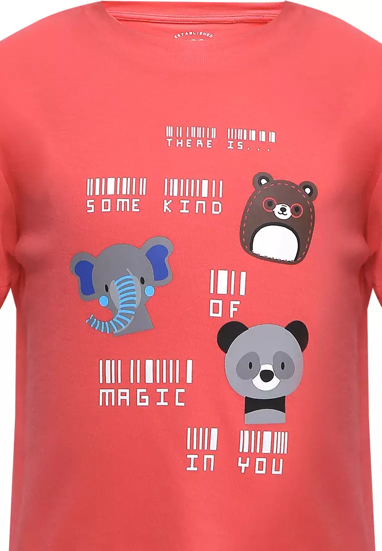 Qna Boy Deron T-shirt Pendek Anak Pink Tua