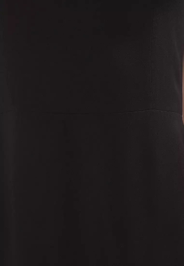 Black Plain Straight Cut Gipel Maxi Woven Dress TWOSS25EL00626
