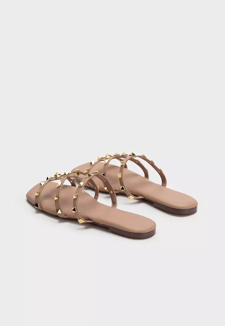 STUDDED FLAT SLIDE 四方凸钉平底拖鞋