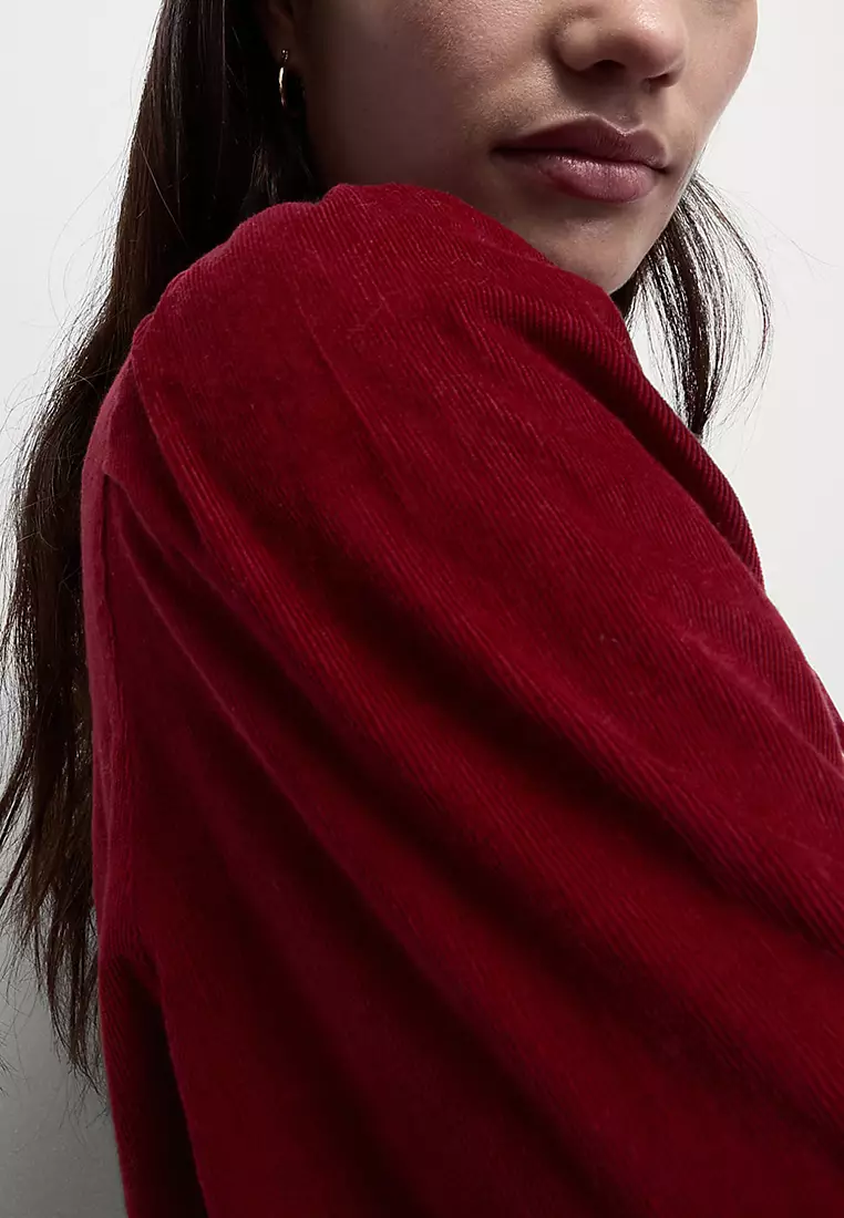 Cord Round Neck Midi Relaxed Dress