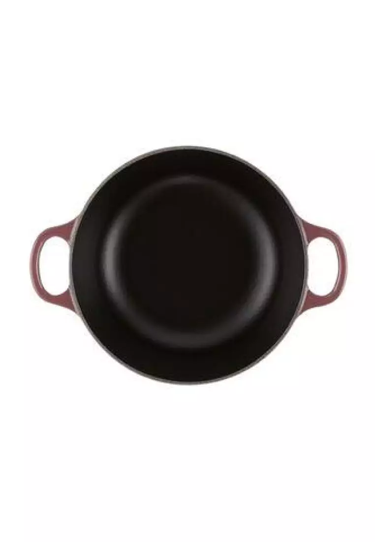 Le Creuset Le Creuset Signature Fig Cast Iron 18cm Round Casserole With Gold Knob (Black