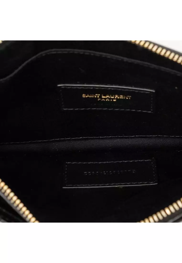 Pre-Loved Saint Laurent Large Grain De Poudre Matelasse Cassandre Zip Pouch