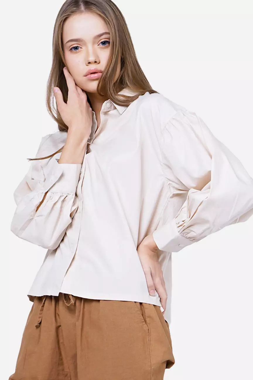 Kemeja Wanita Gracie Ecru Cream