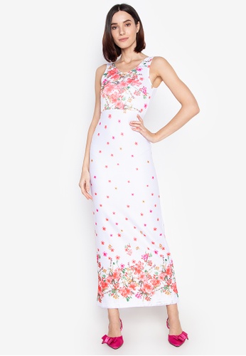 Shop Purple Shore Sleevesless Floral Long Dress Online On Zalora