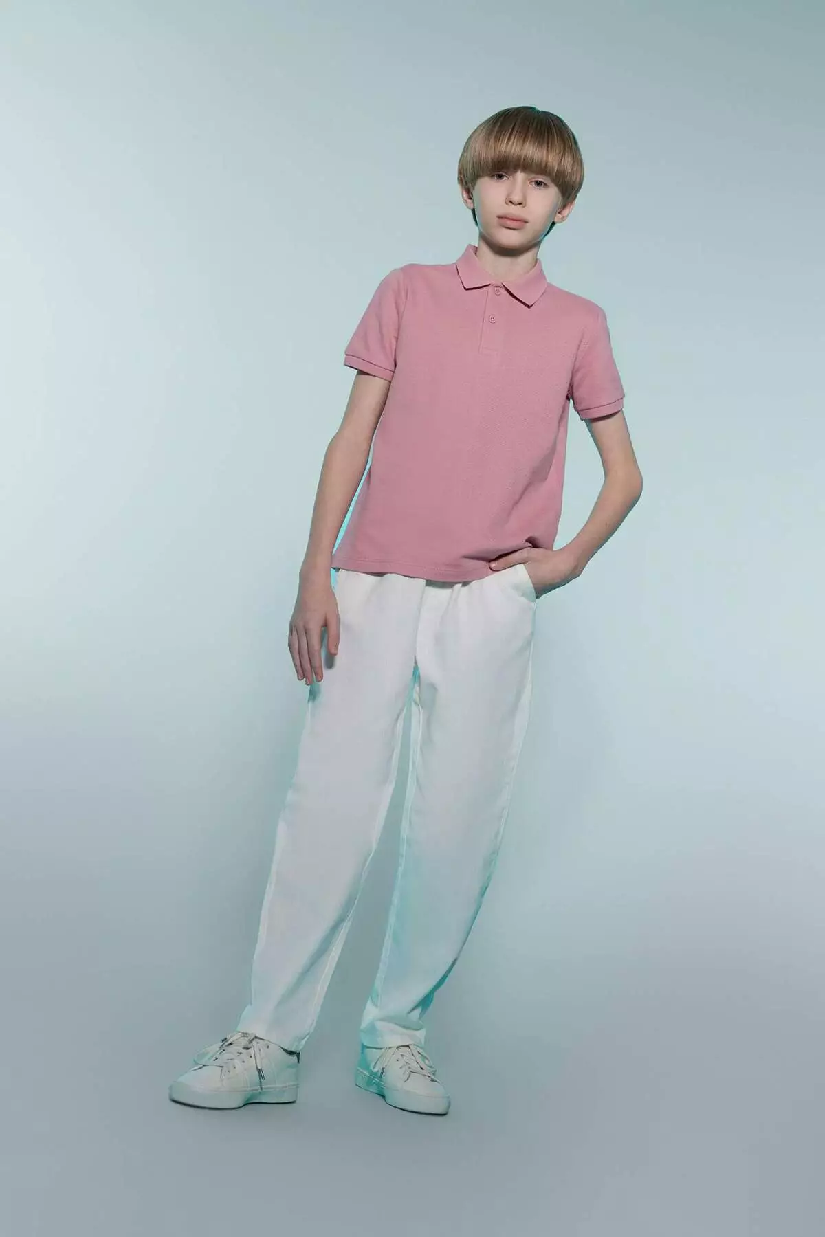 Boys Polo Neck Basic Plain Short Sleeve T-Shirt D7797A825Sm