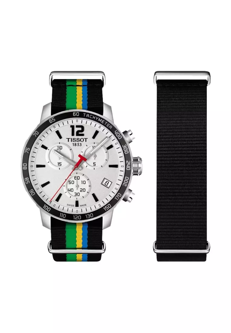 Tissot Quickster Chronograph BAKU 2015 Special Edition Silver Dial Textile Band Quartz Watch T0954171703702