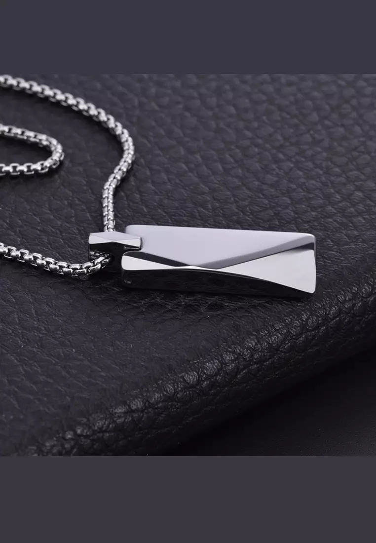 Minimalist Chic Tungsten Steel Geometric Pendant Necklace JW GS-L8
