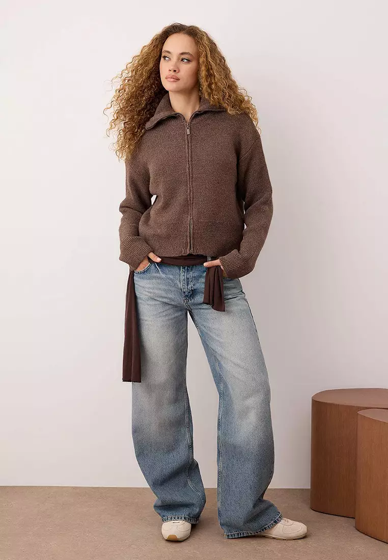 Mink Wardrobe Essentials Soft Textured Wide Pattern Knit Cardigan