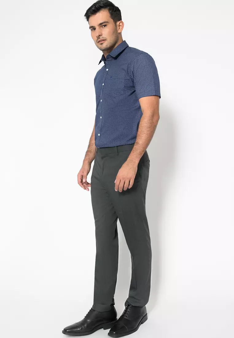 Johnwin - Kemeja Formal - Kemeja Lengan Pendek - Kemeja Pria - Navy - FSH.650.K393.819.C S/S