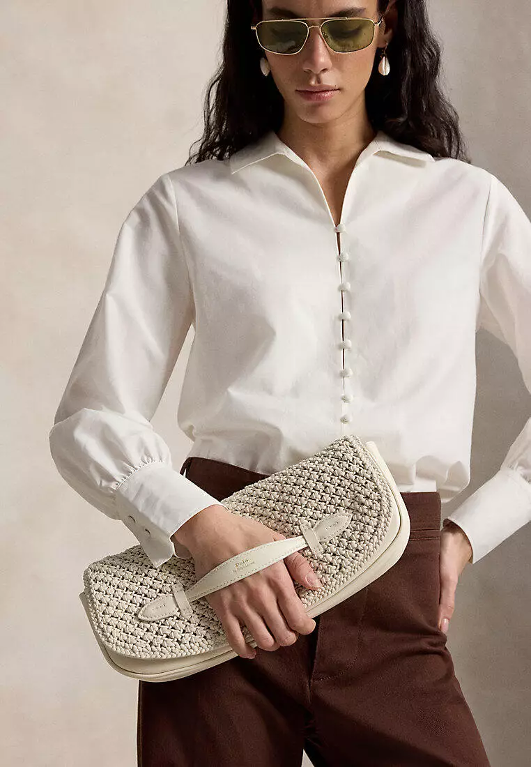 Polo Ralph Lauren Women Bellport Woven Leather Long-Flap Clutch