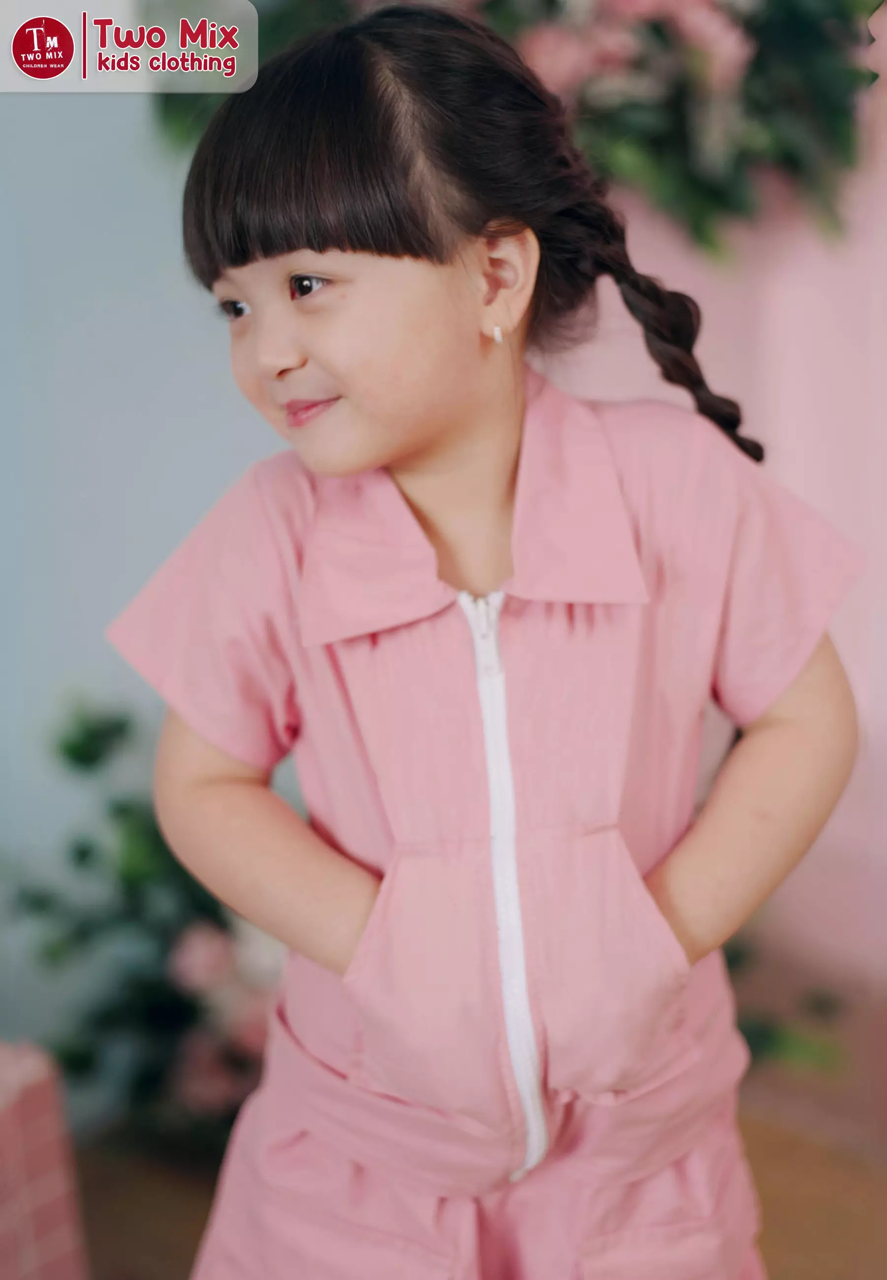 Two Mix - Oria Set Baju Setelan Anak Perempuan Lucu Katun 1-12 Tahun 4393 Coral Pink