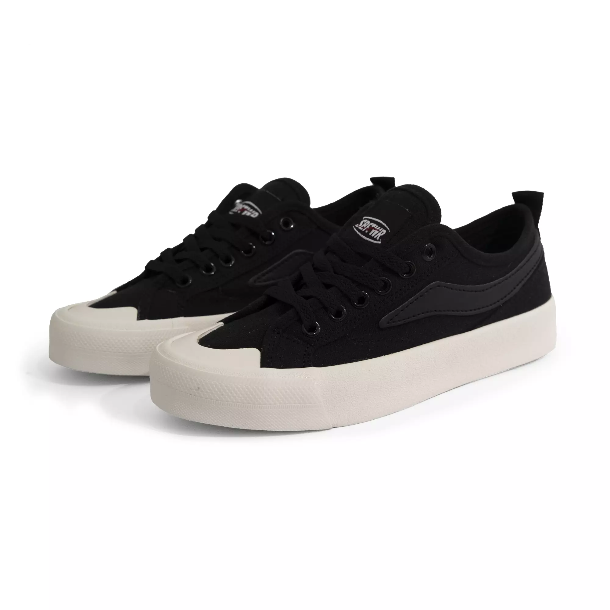 SABA Veron All Black White - Sepatu Sneakers Casual Pria Wanita