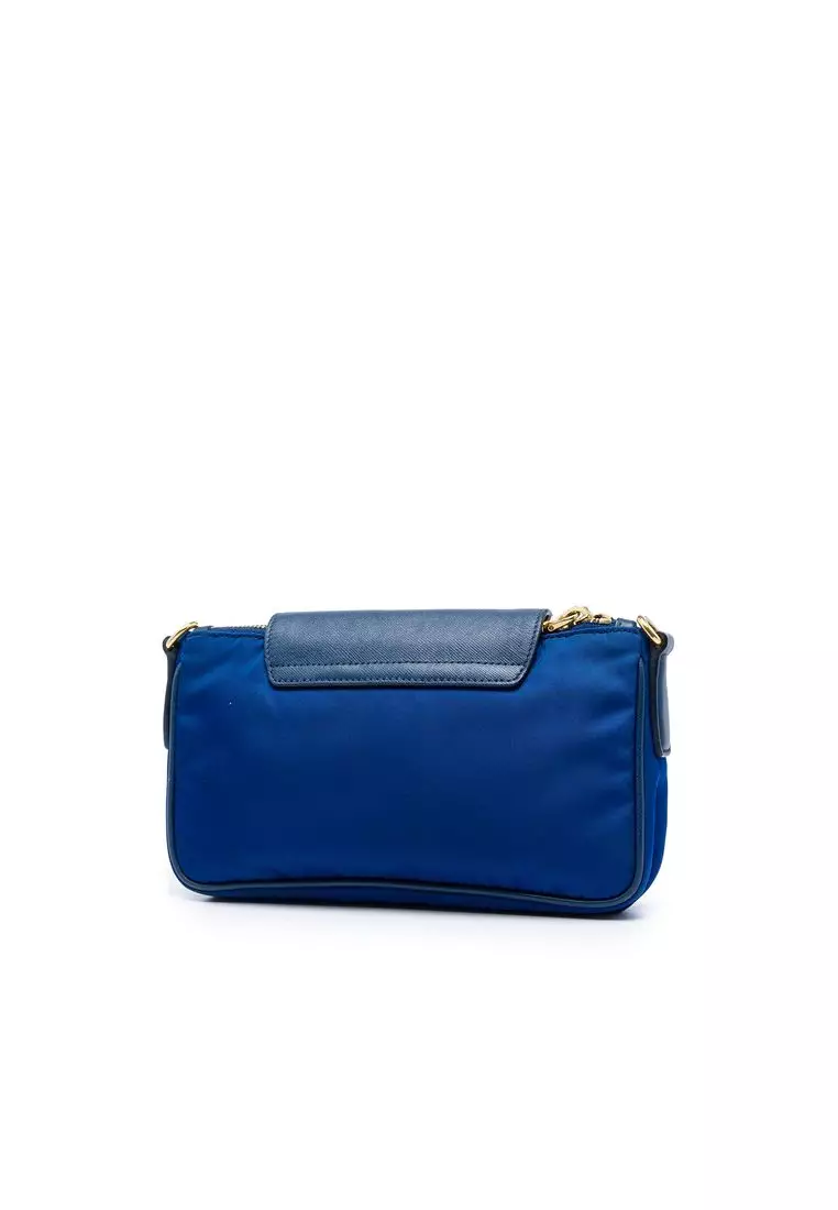 Pre-Loved Prada Saffiano Trimmed Tessuto Chain Crossbody