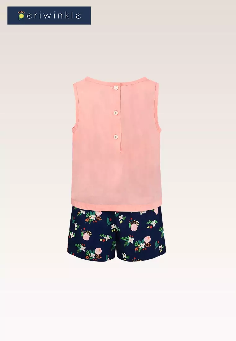 Minchin Girls Navy Ruffled Top and Shorts Set