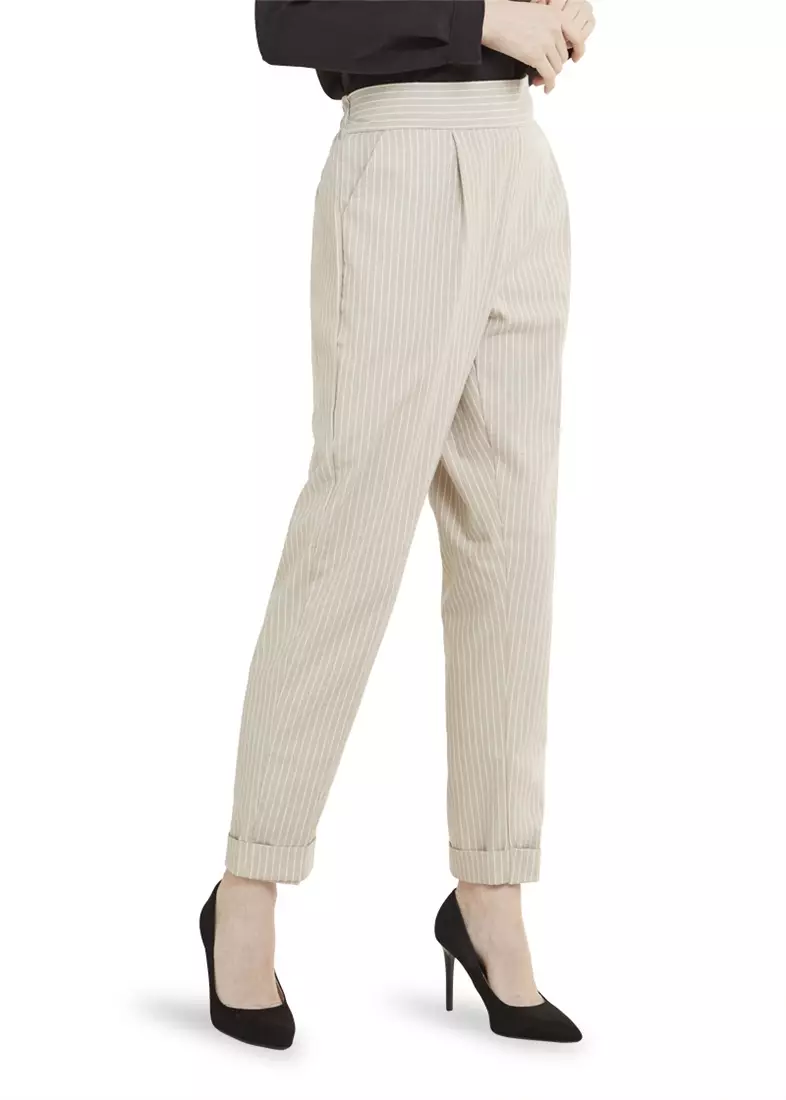 Lolita Long Pants Celana Panjang Bergaris Bawahan Wanita Premium Quality - Cream