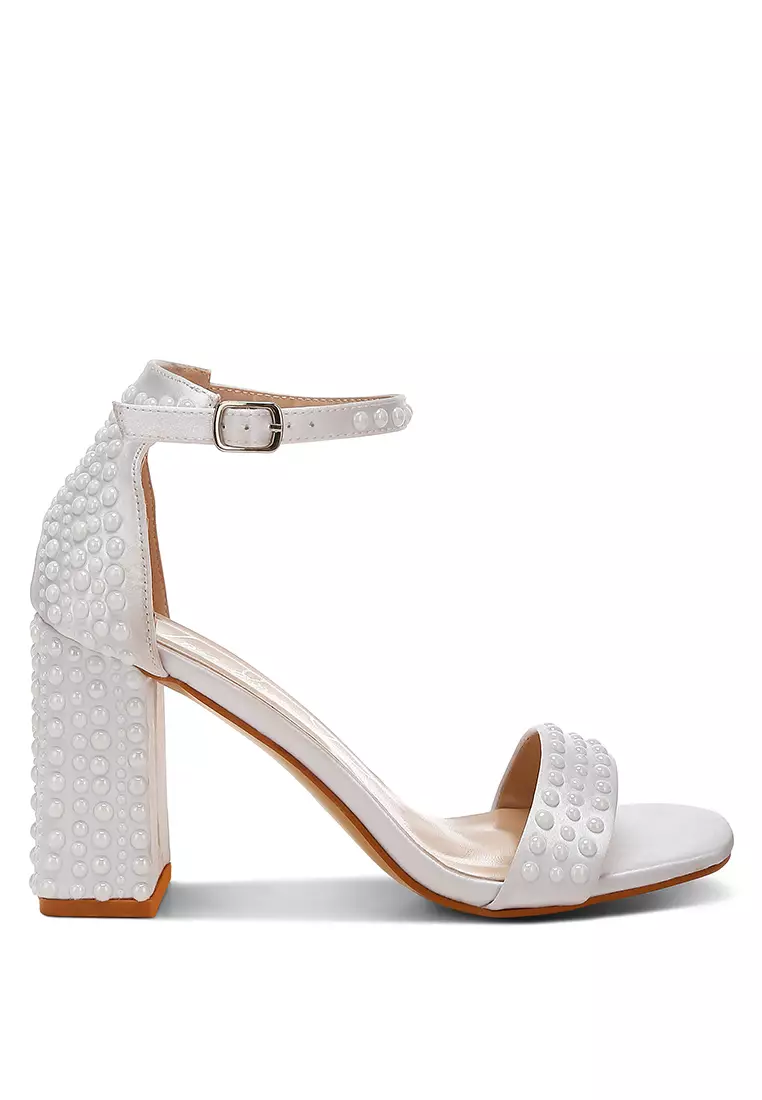 Discount on London Rag  shoes - SKU: Pearls Embellished Satin Sandals in Off White
