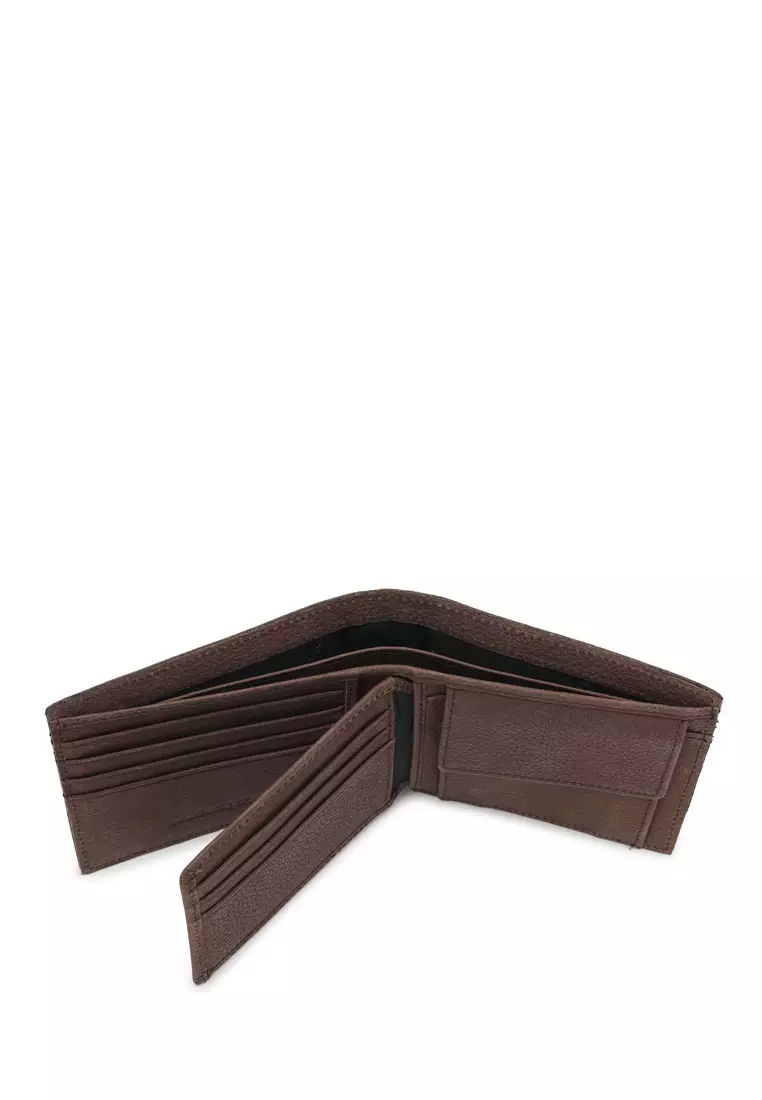 男士皮革 RFID 零錢雙折短夾 / 錢包  (Men's RFID Genuine Leather Bi Fold Center Flap Short Wallet With Coin Compartment)