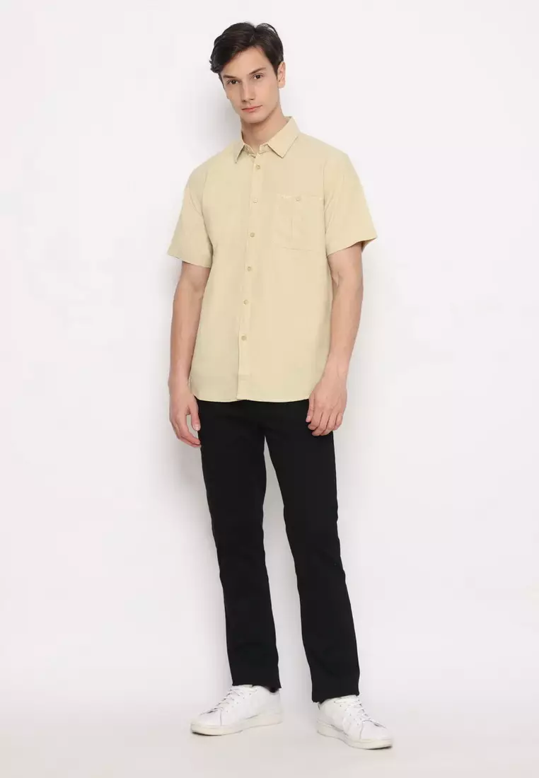 RBJ Kemeja Polos Cotton Oxford Mustard Regular Fit Pria