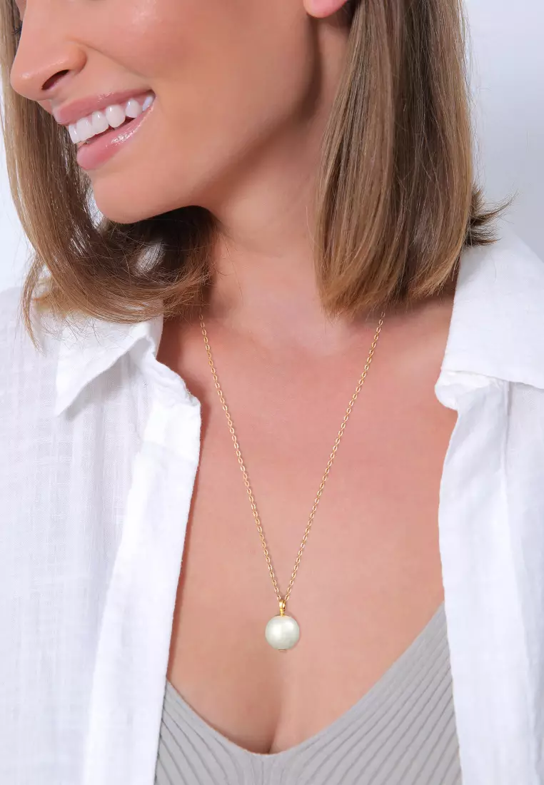 Necklace Pendant Elegant Classic Shell Core Pearl Gold Plated