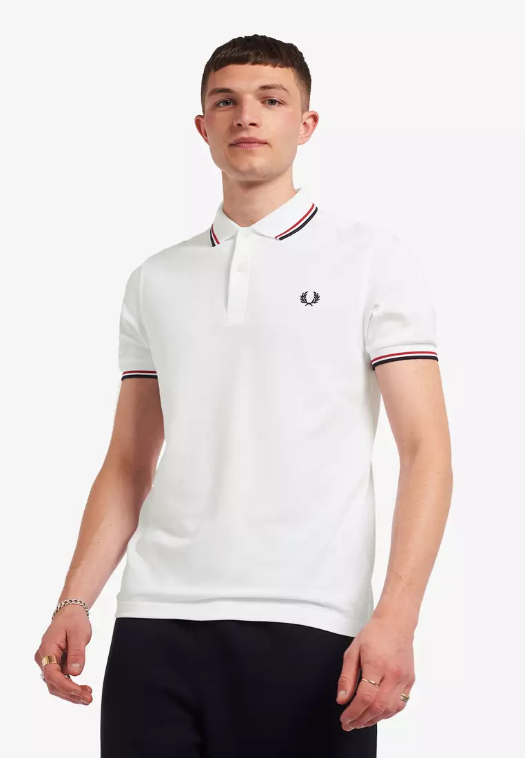 Fred Perry M3600 Twin Tipped Fred Perry Shirt (White / Bright Red / Navy)