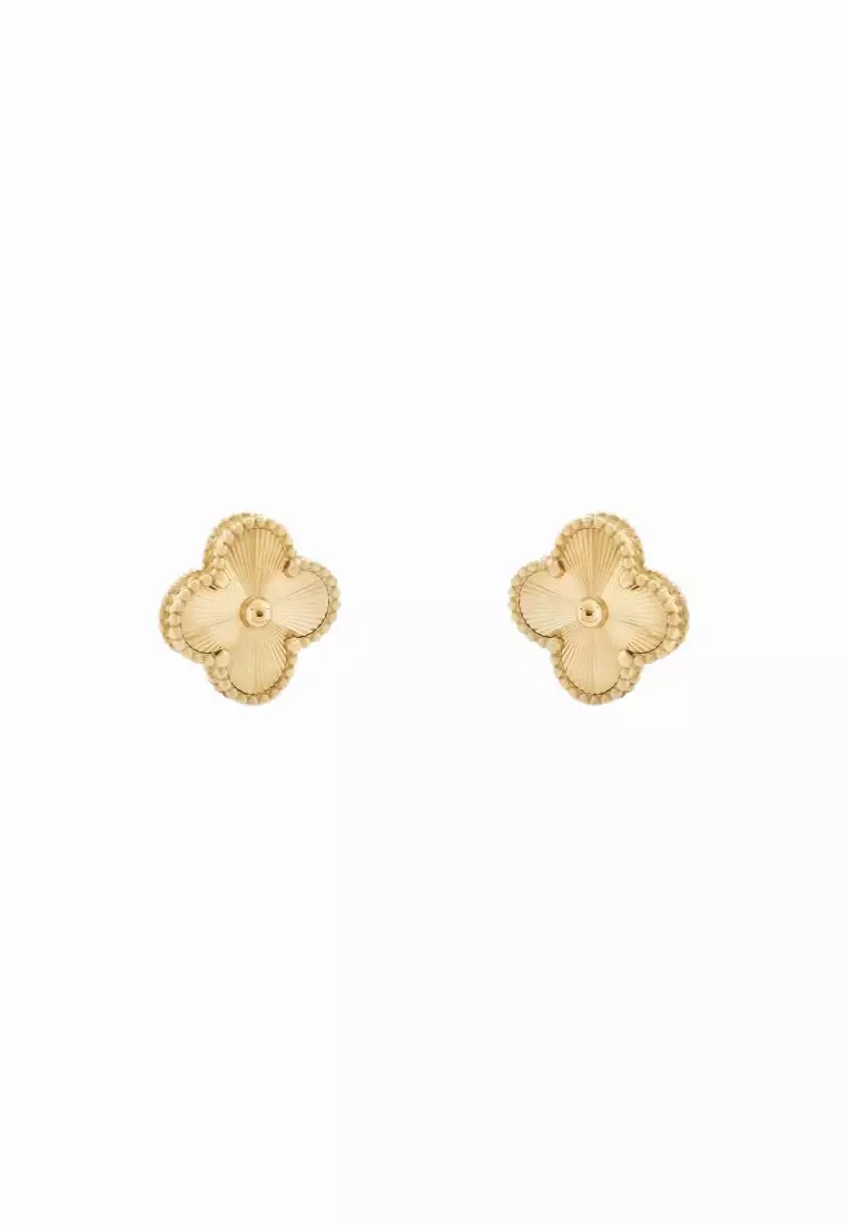 Fiore 18K Gold Cloverleaf Stud Earrings in Medium