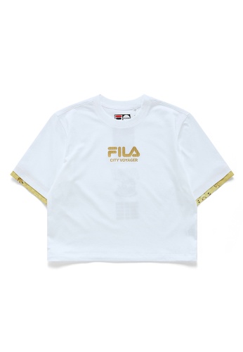 FILA white FUSION Women's FILA CITY VOYAGER Logo Cotton T-shirt E7FB0AA7BFC38CGS_1
