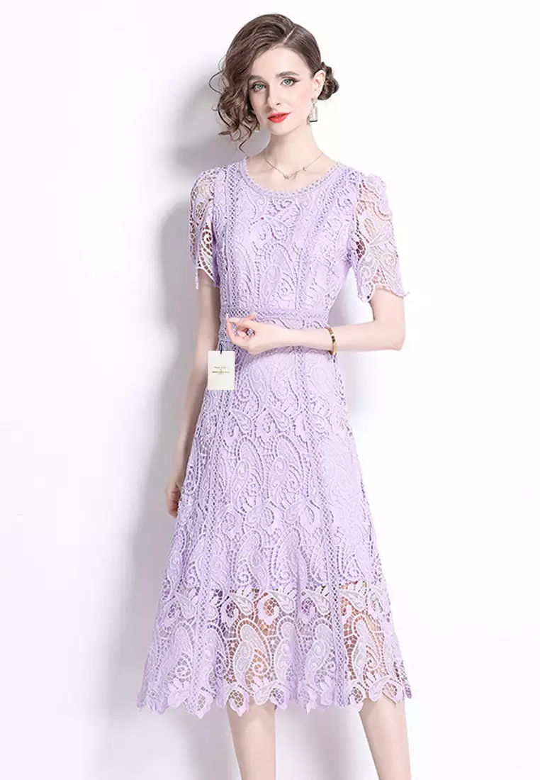 Elegant French Lace Tea Dress ZHY8579