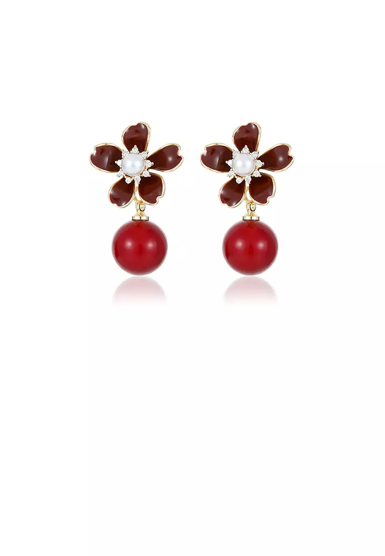 Garnet discount flower earrings