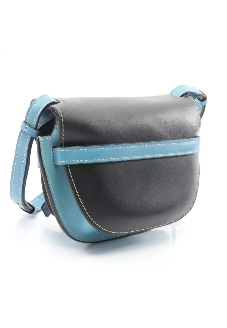 Pre-Loved LOEWE GATE BAG gate bag Small Shoulder bag leather Light blue black