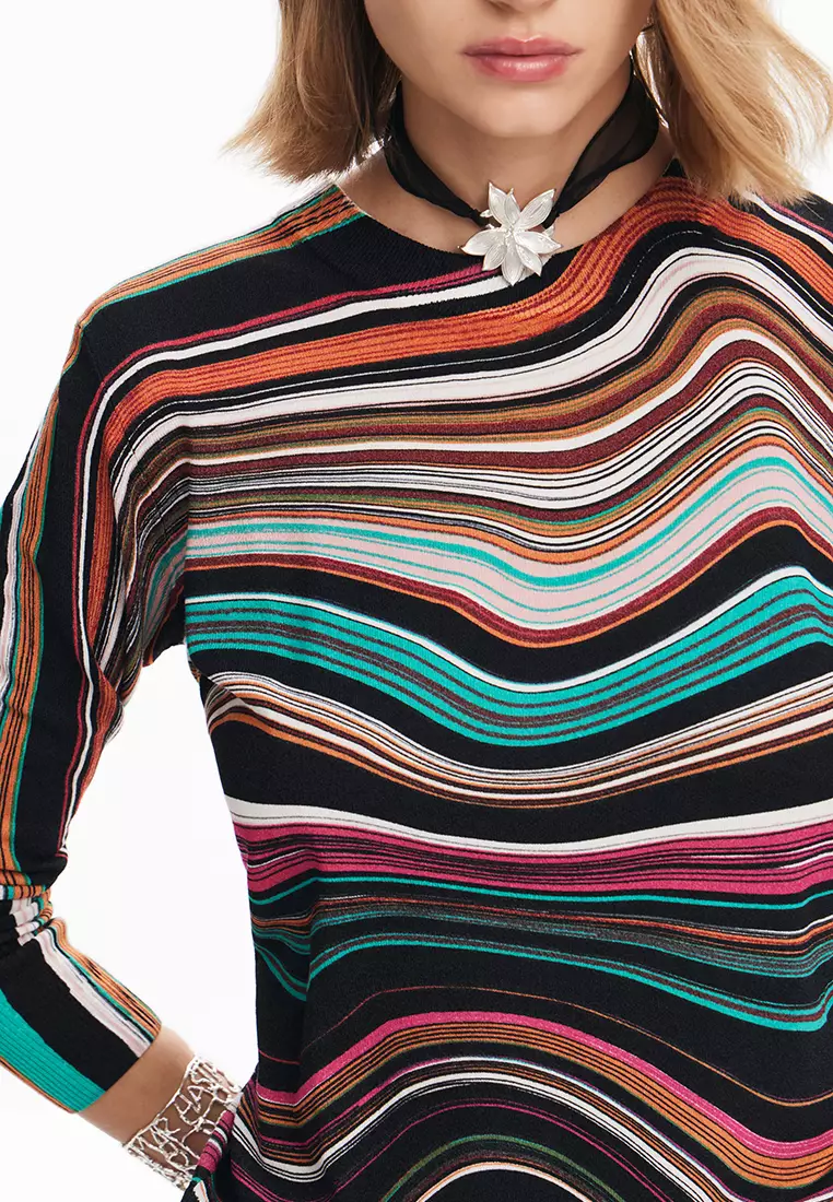 Desigual Woman Wavy striped sweater.