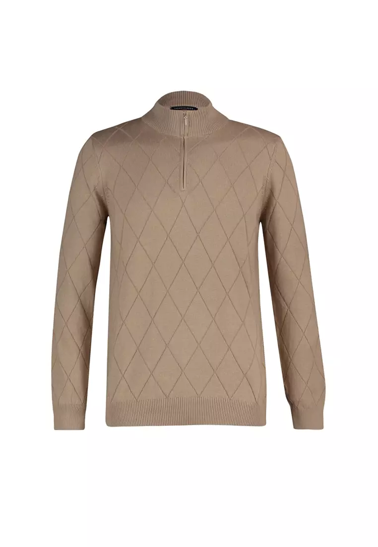 Slim Fit Half Zip Knit Sweater