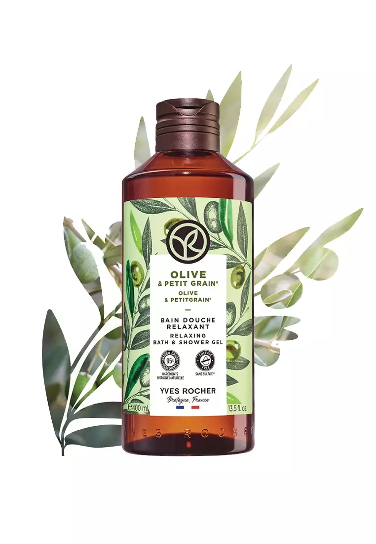 Olive Petitgrain Relaxing Shower Gel - 400ml Natural, Sulfate Free, Hydrating Body Wash