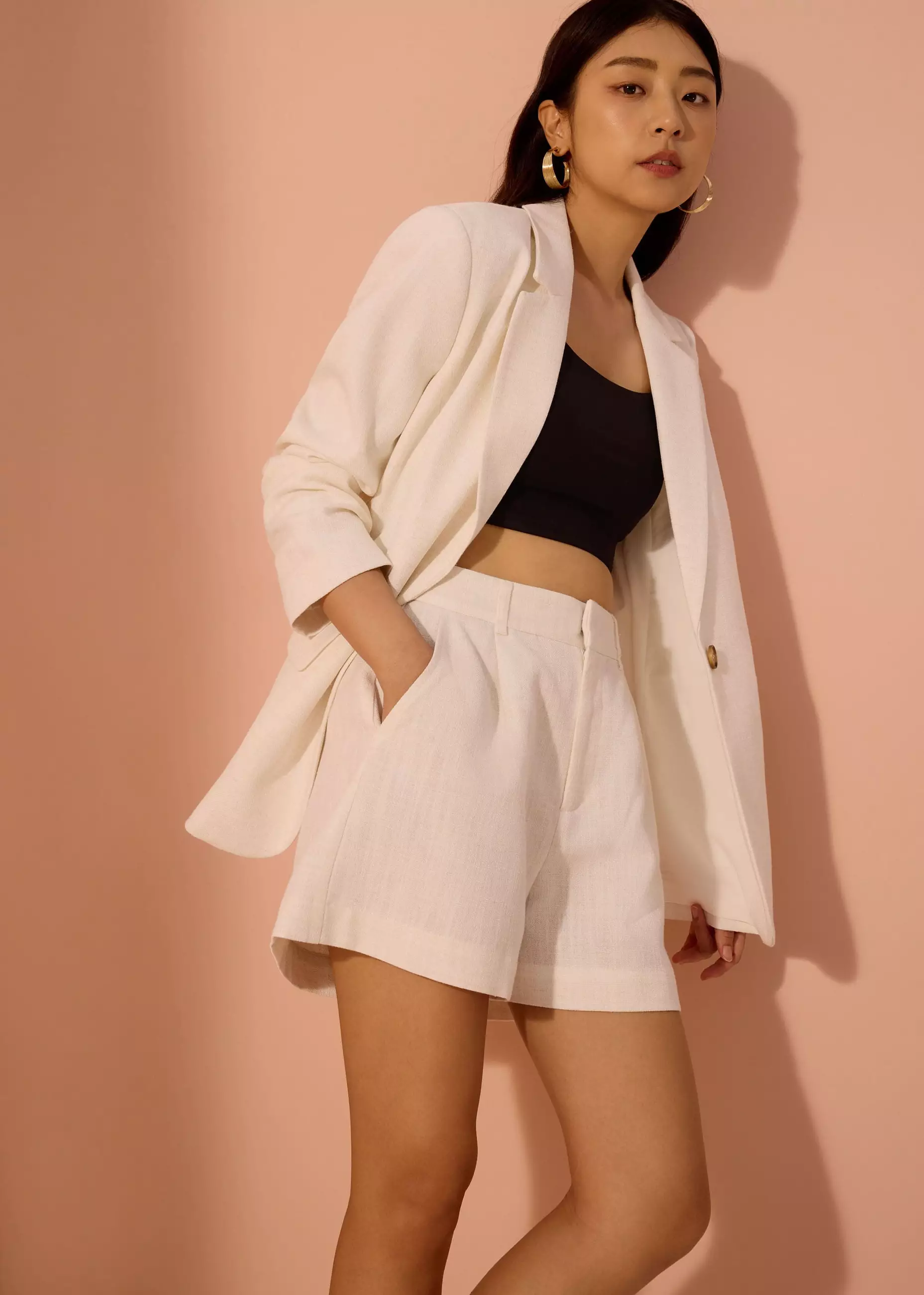 Celana Pendek Wanita - Frankie Textured Classic Bermuda Shorts